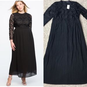 eloquii lace evening dress with pleated skirt